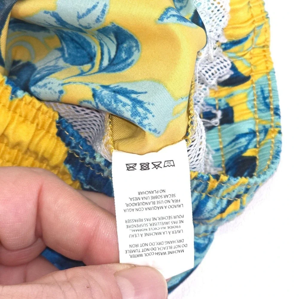 Trunks Surf & Swim Board Shorts Mens Medium Floral Print Elastic Waist No Lining